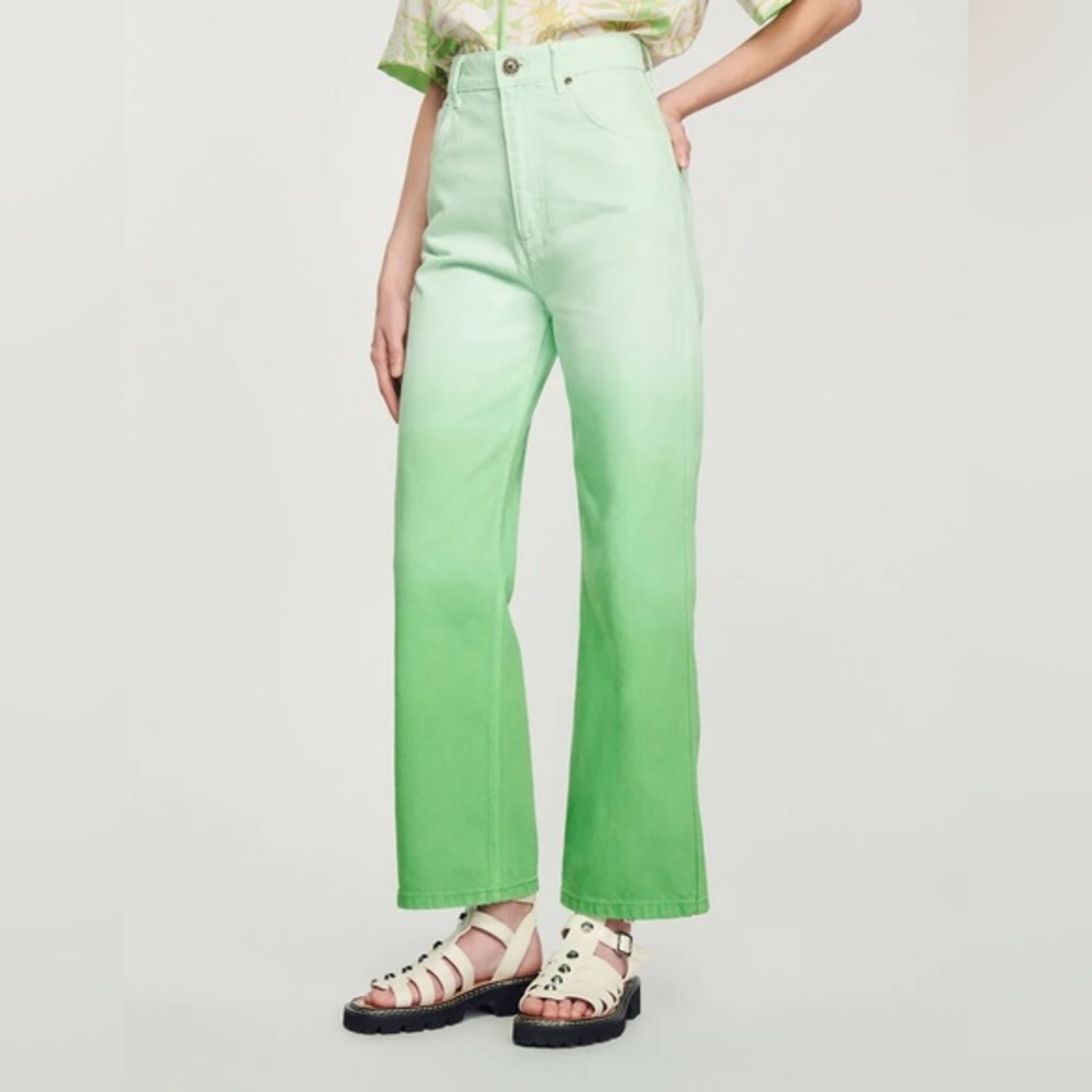 Sandro Lime Ombré Wide Leg Jeans